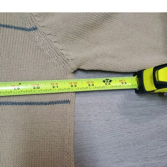 Bill Blass Vintage Cotton Striped Cable Knit Sweater Tan Unisex Size XL - Picture 4 of 6